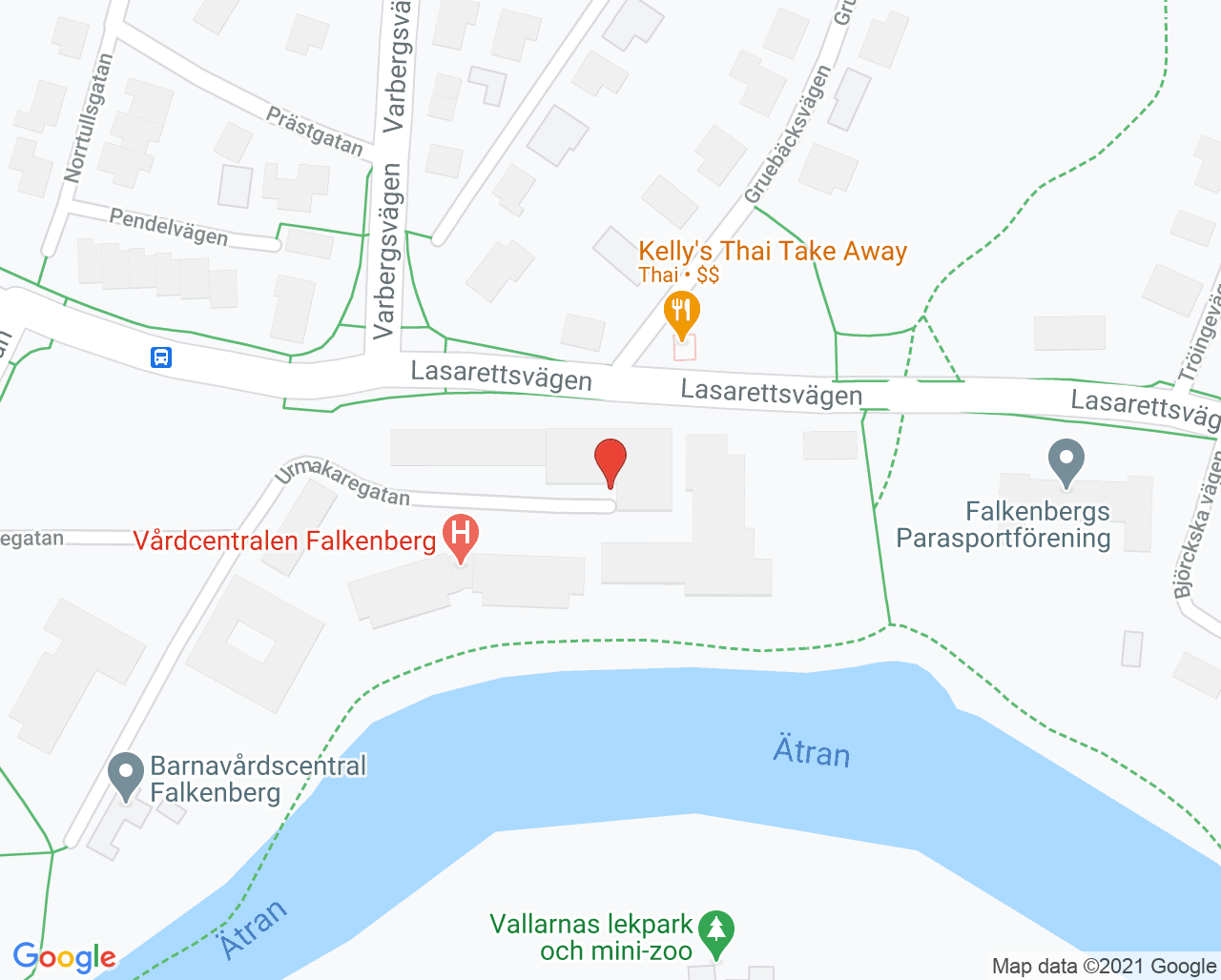 Karta till Barnavårdscentralen Falkenberg