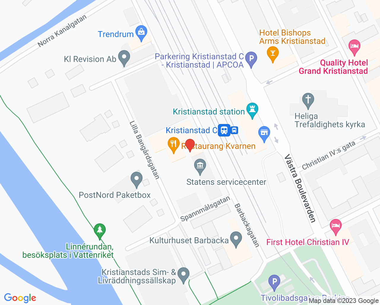 Karta till Psykoterapimottagning St Lukas Kristianstad