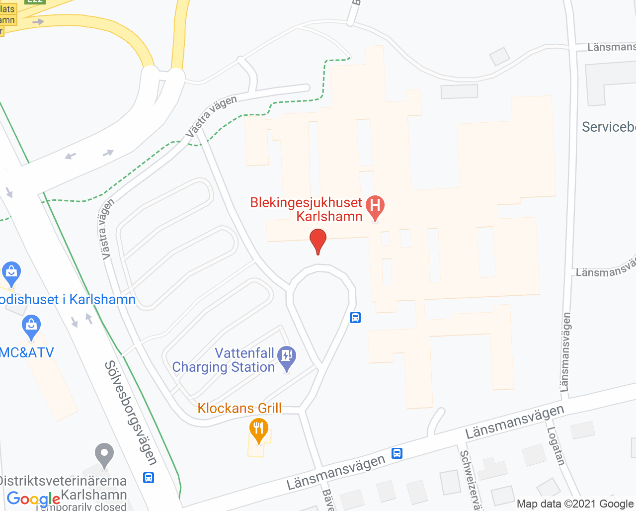 Karta till Pedodonti - specialiserad barn- och ungdomstandvård Karlshamn, Karlshamn