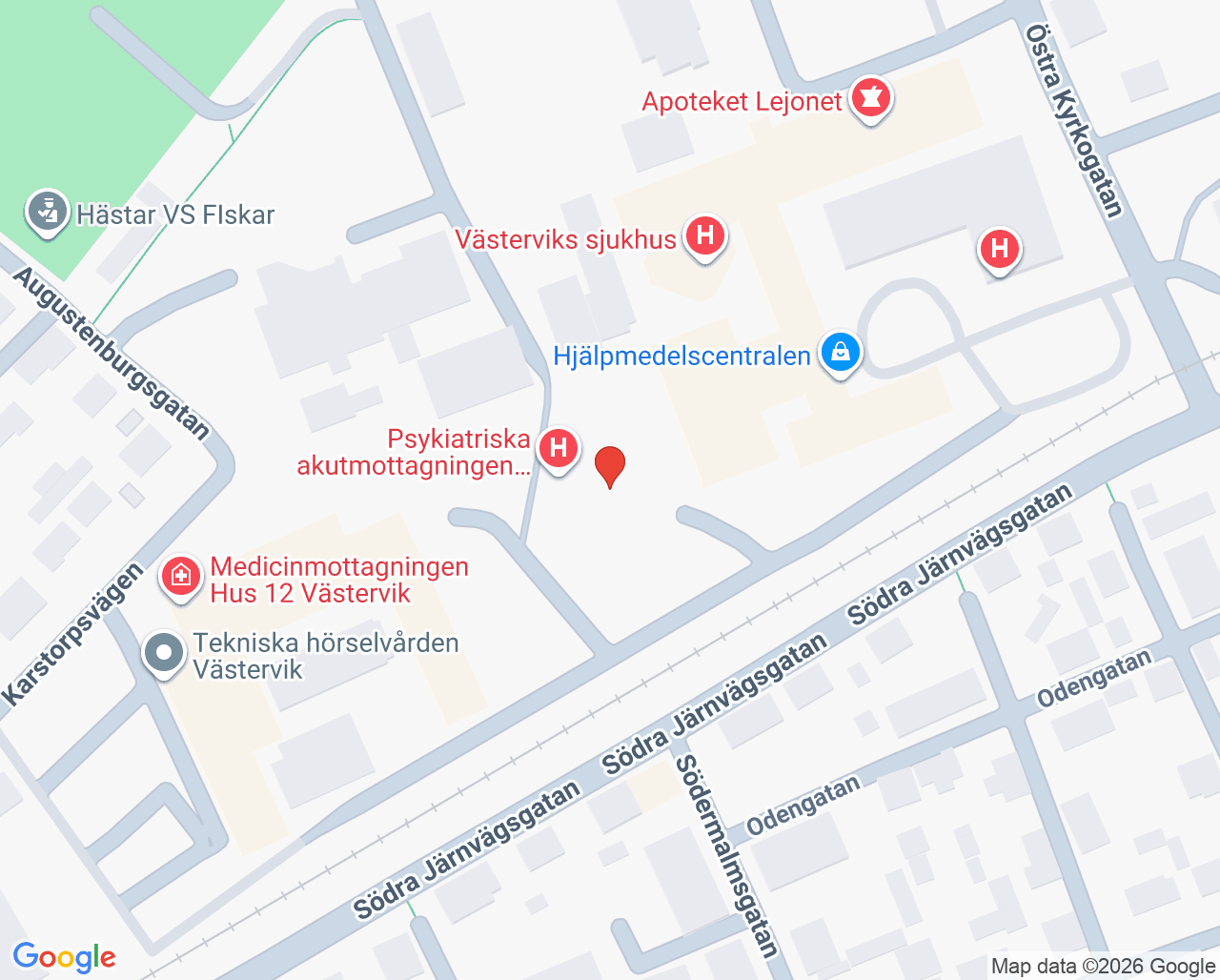 Karta till Beroendeteamet Västervik