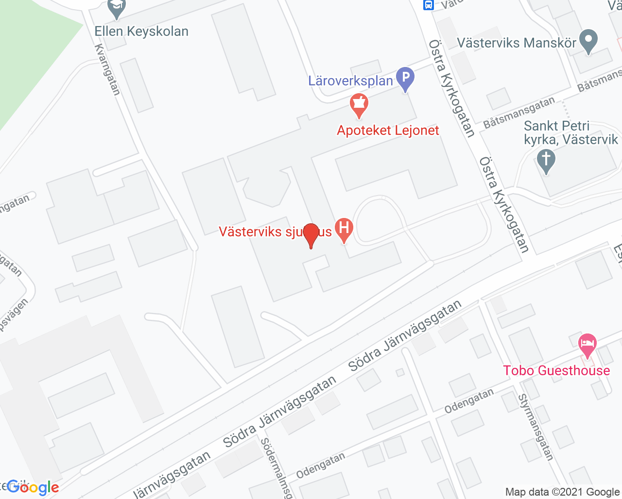 Karta till Diabetesmottagningen Västervik
