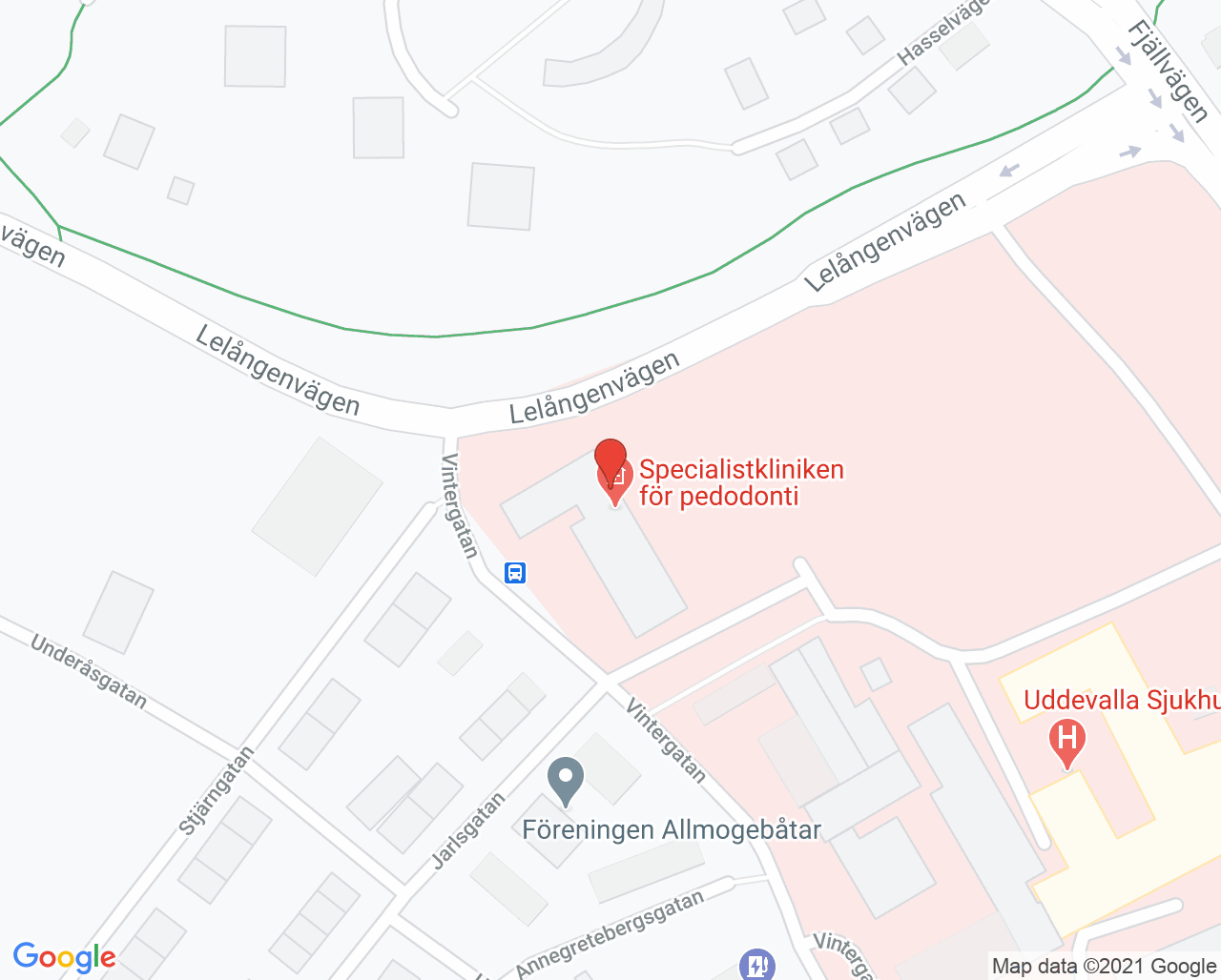 Karta till Specialistkliniken för pedodonti Uddevalla, Uddevalla