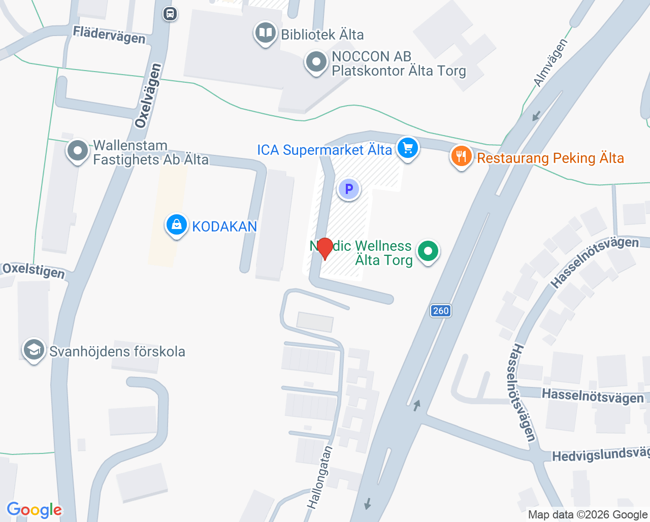 Karta till Kry BVC Älta