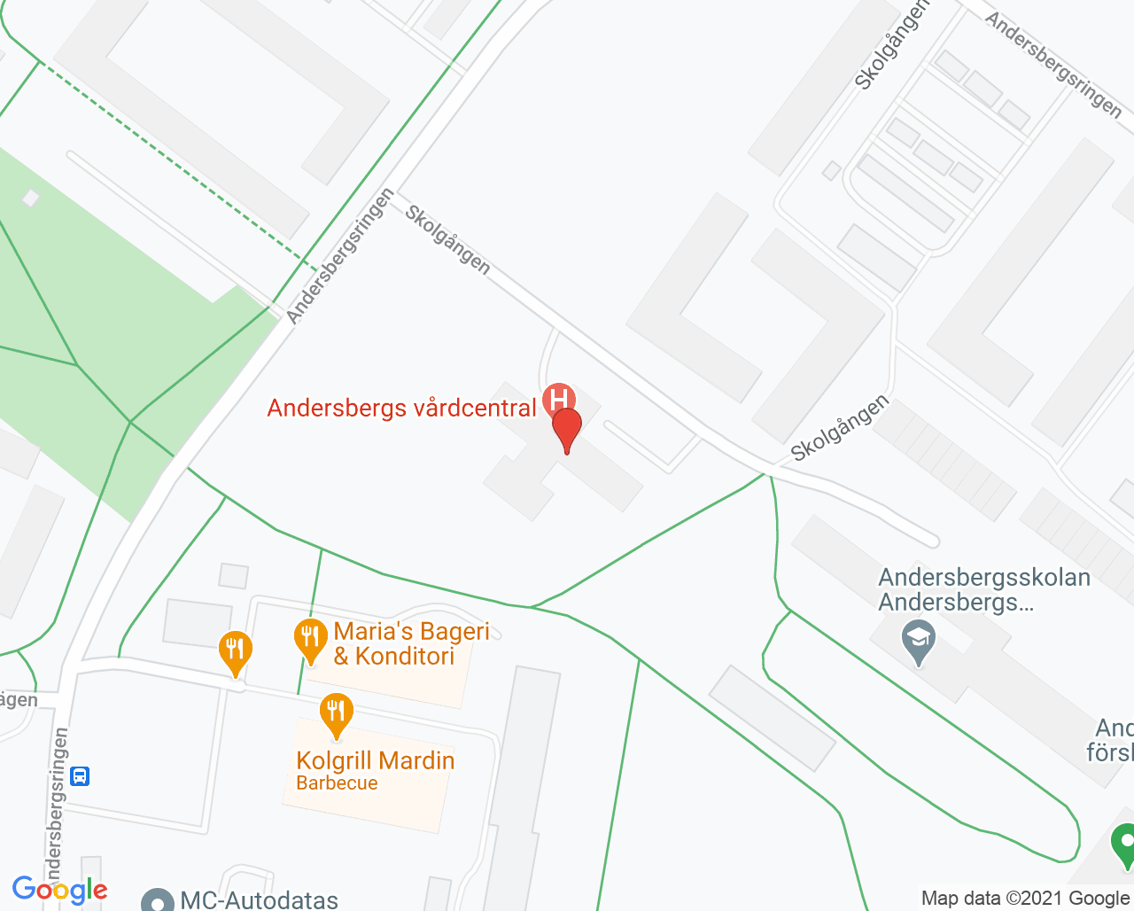 Karta till Provtagningen Andersberg, Halmstad