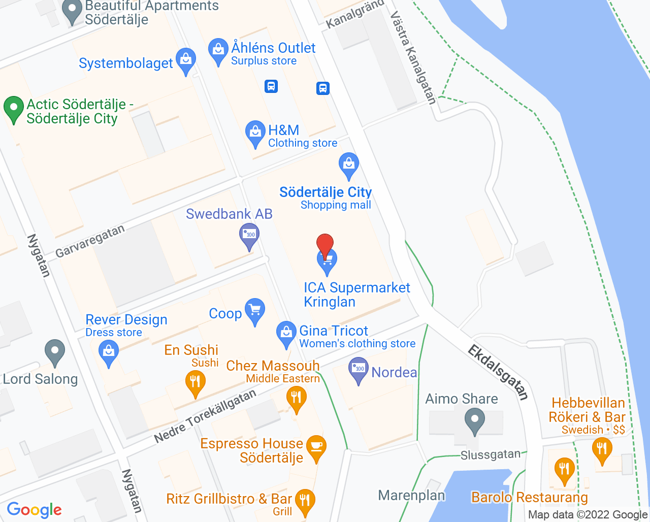 Karta till Synsam Recycling Outlet Södertälje