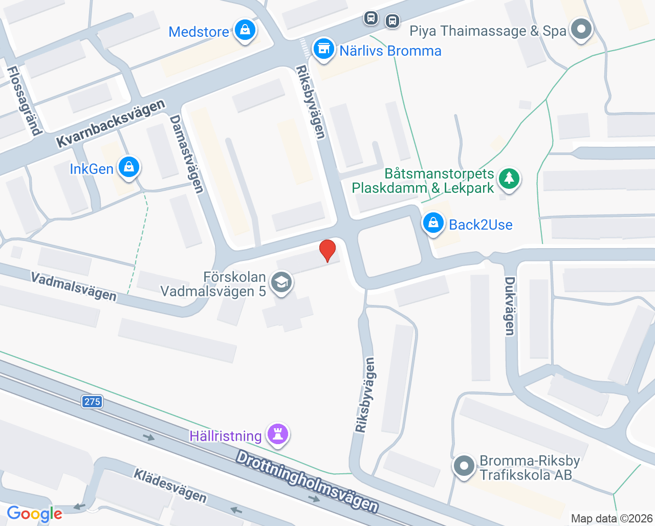 Karta till Brommaplans Fotvård