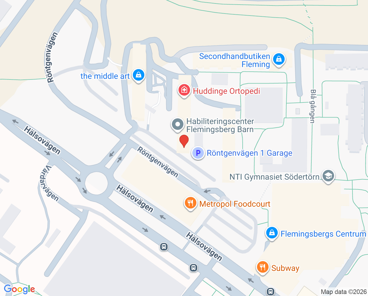 Karta till Naprapat Doktorerna Flemingsberg