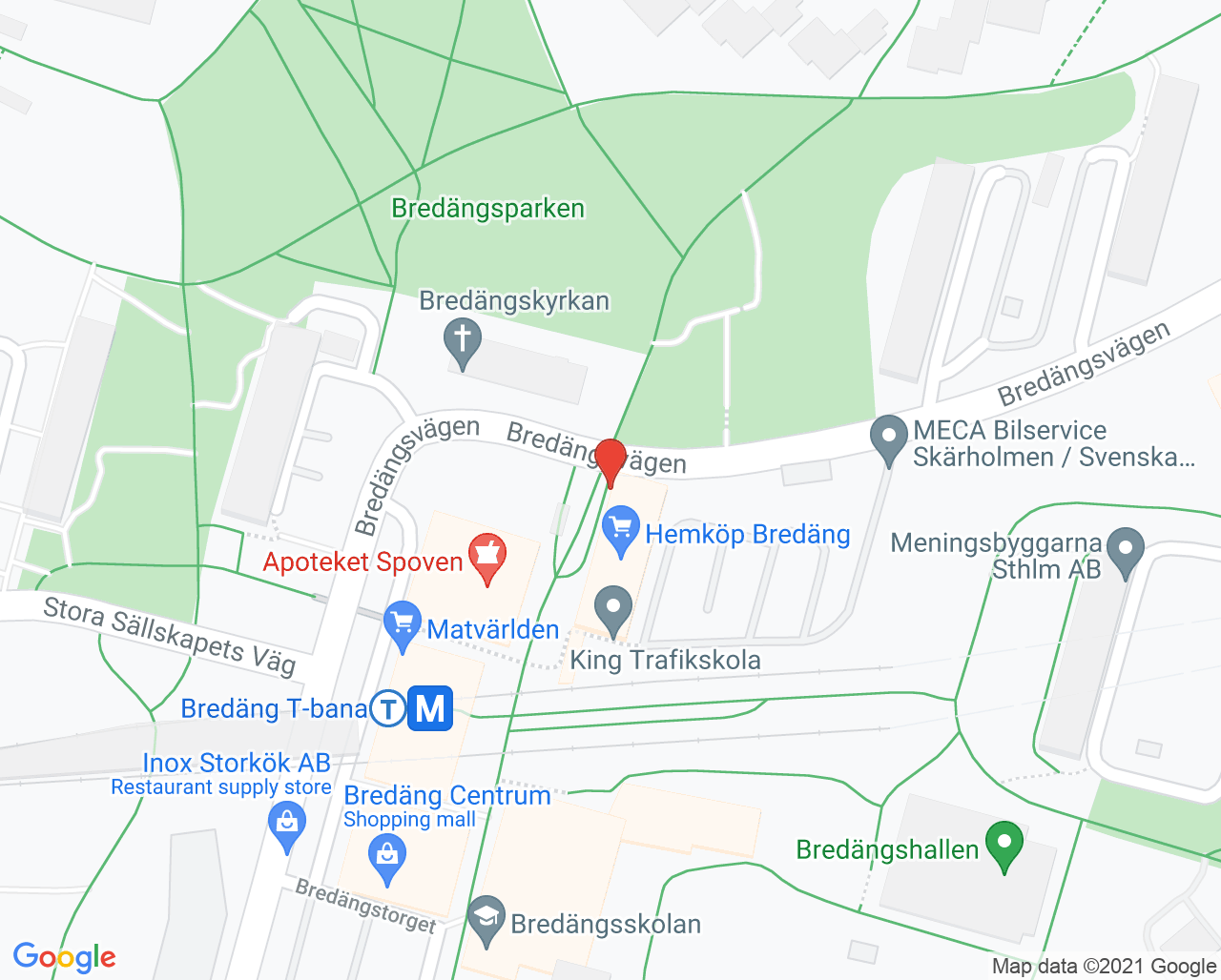 Karta till Bredäng Sätra vårdcentral