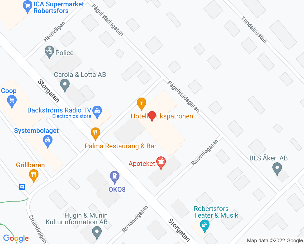 Karta till Robertsfors Tandvård, Robertsfors