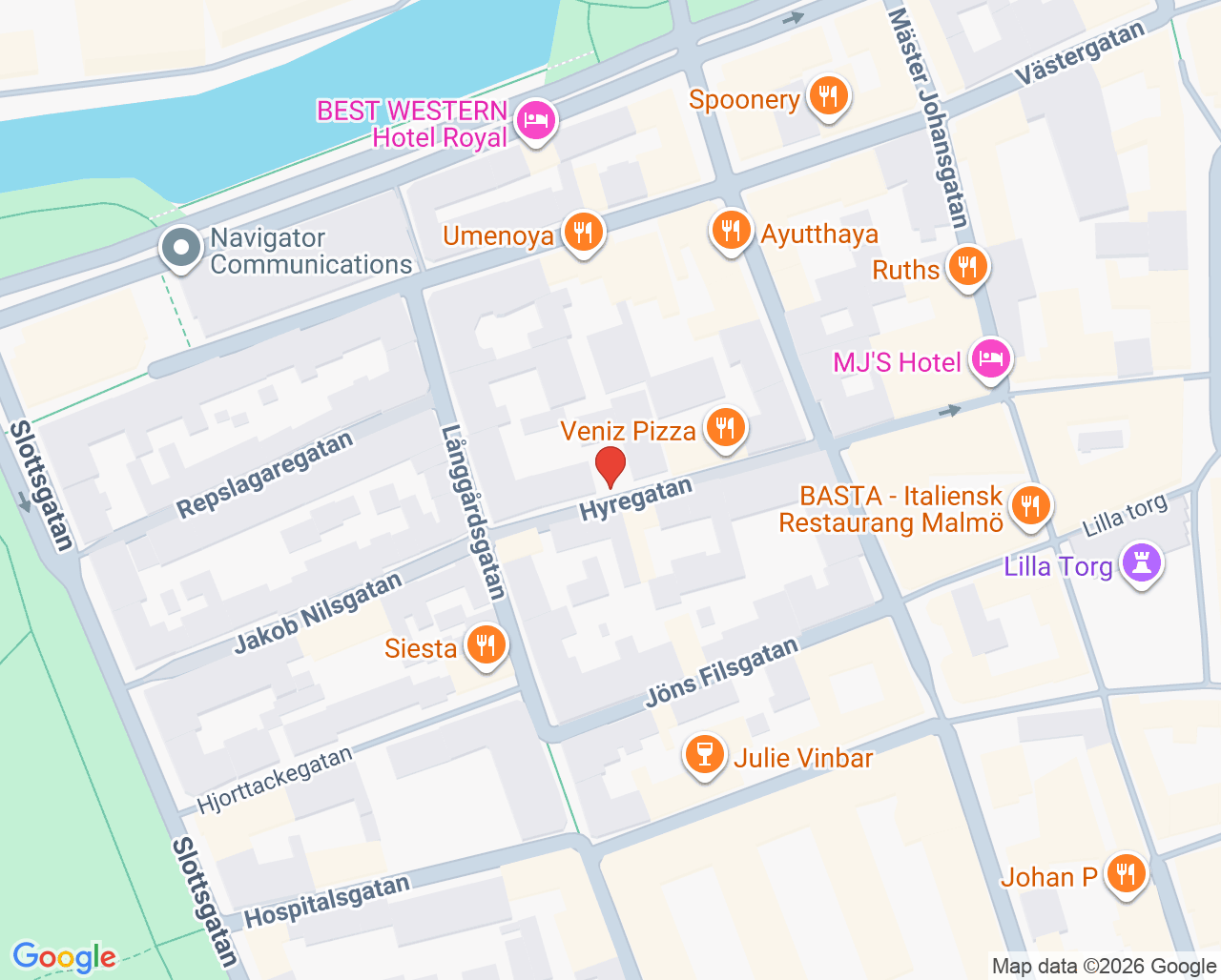 Karta till Bränning Psykologer, Malmö