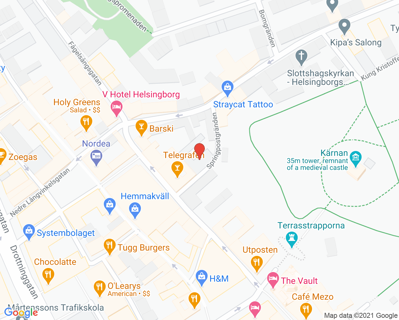 Karta till Diagnostiskt Centrum Hud Helsingborg