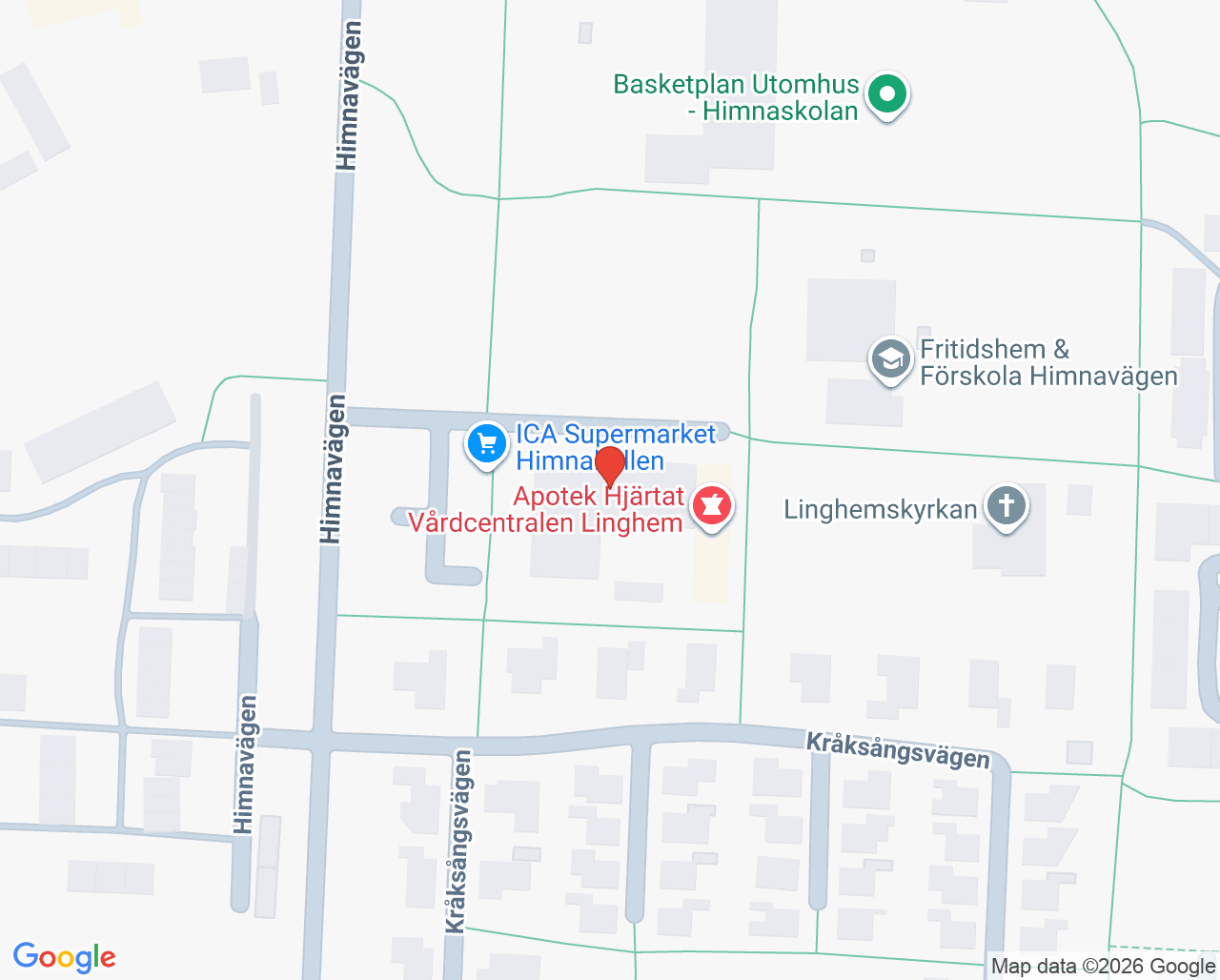Karta till Barnavårdscentralen, Vårdcentralen Linghem