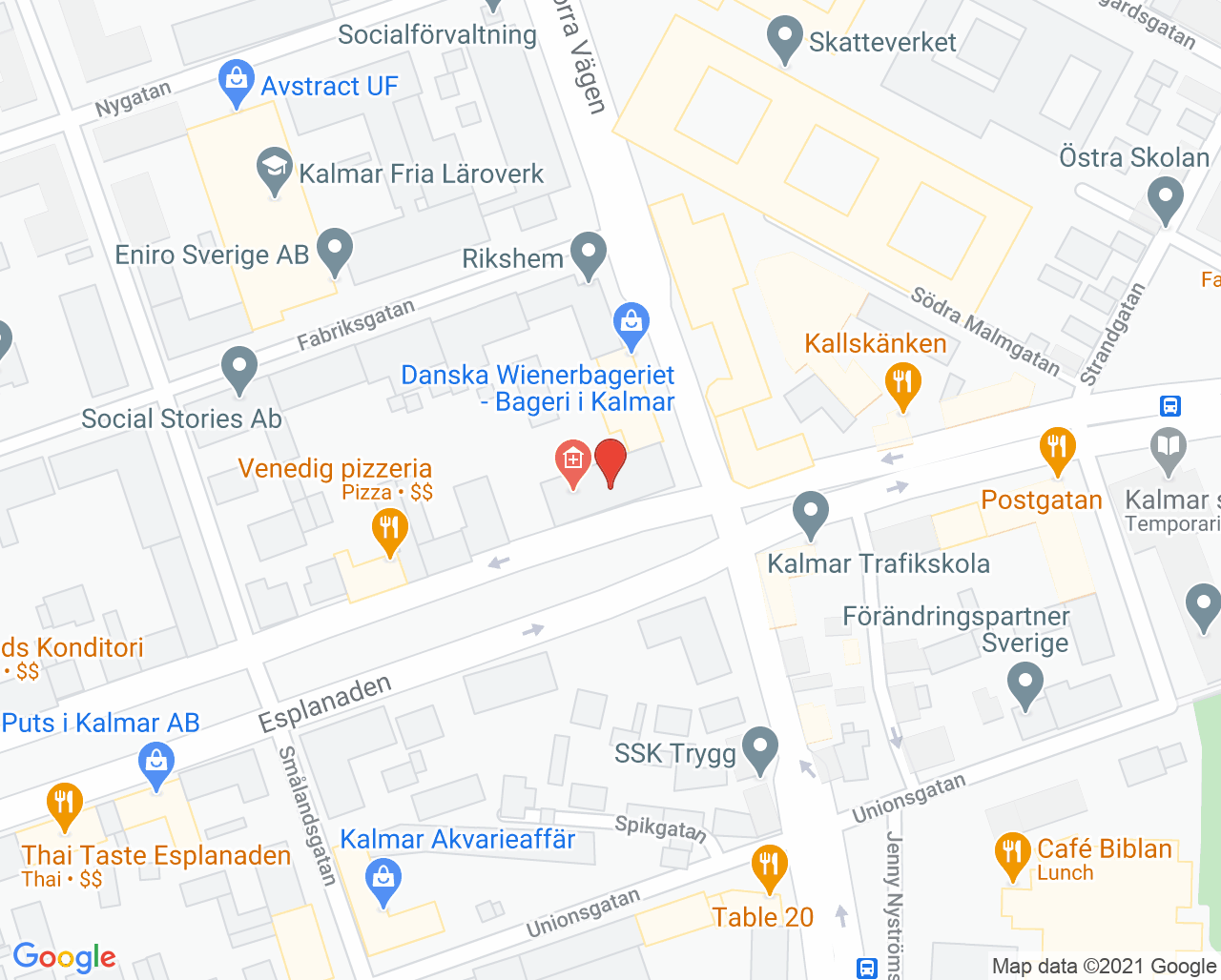 Karta till Kry Fysioterapi Kalmar