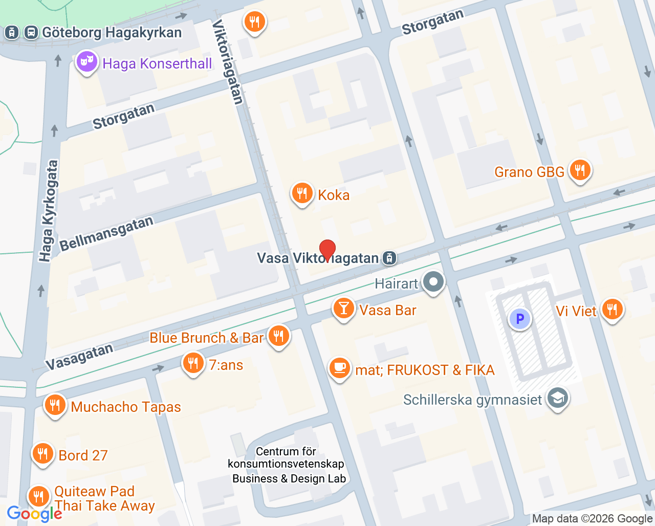 Karta till Vasa Viktoria Tandvård, Göteborg