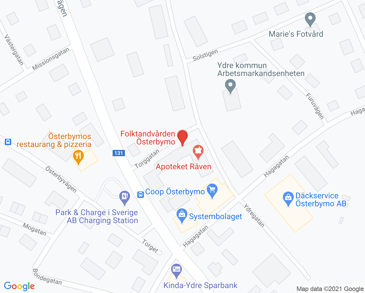 Karta till Fysioterapimottagningen VC Österbymo, Rörelse och Hälsa