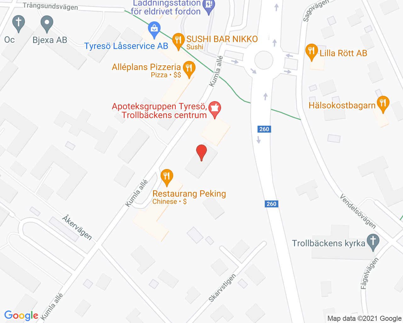 Karta till Laboratoriet Trollbäcken, Trollbäckens vårdcentral