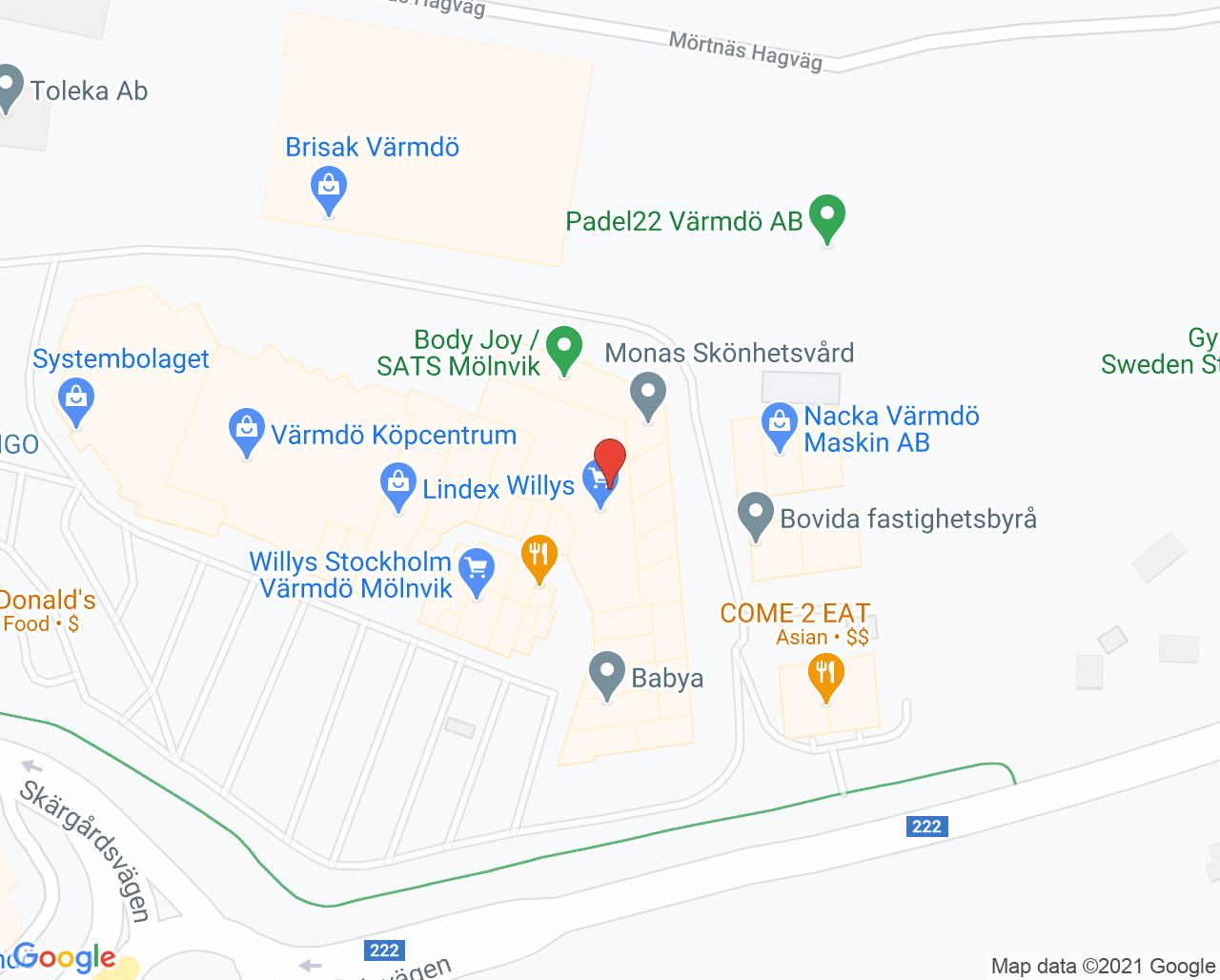 Karta till Synsam Värmdö Köpcentrum