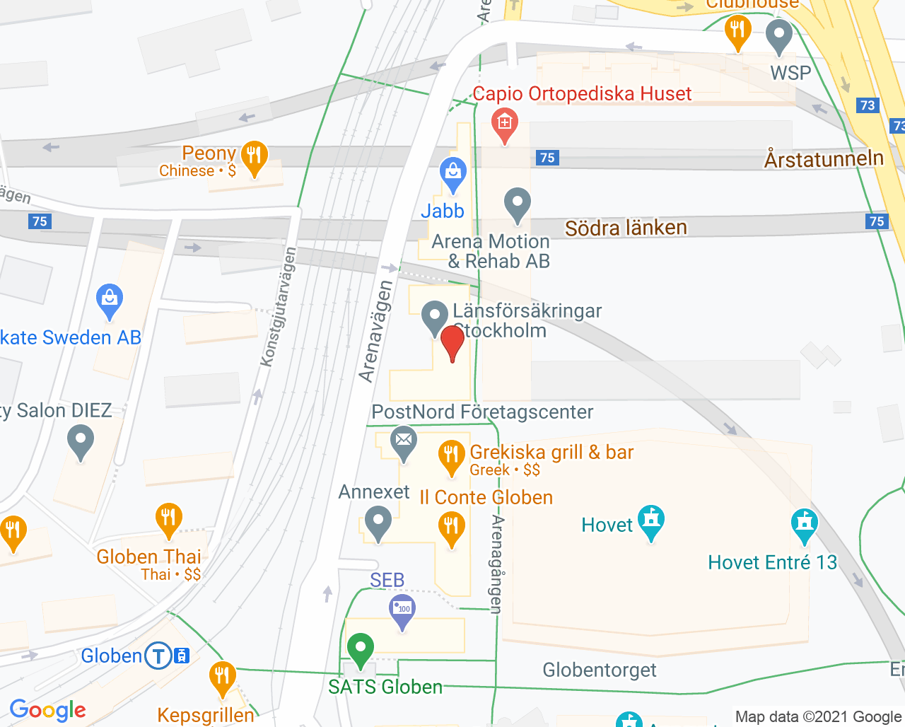 Karta till AudioNova Globen - På uppdrag av Region Stockholm