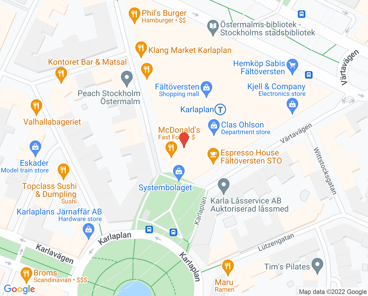 Karta till Synsam Stockholm Fältöversten