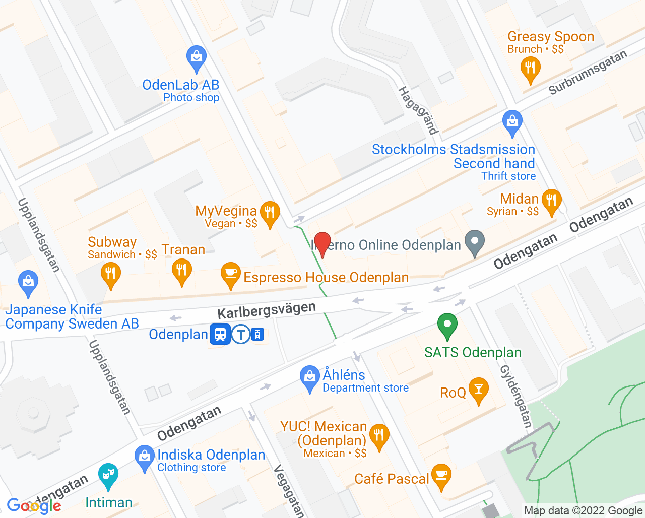 Karta till Synsam Stockholm Odenplan