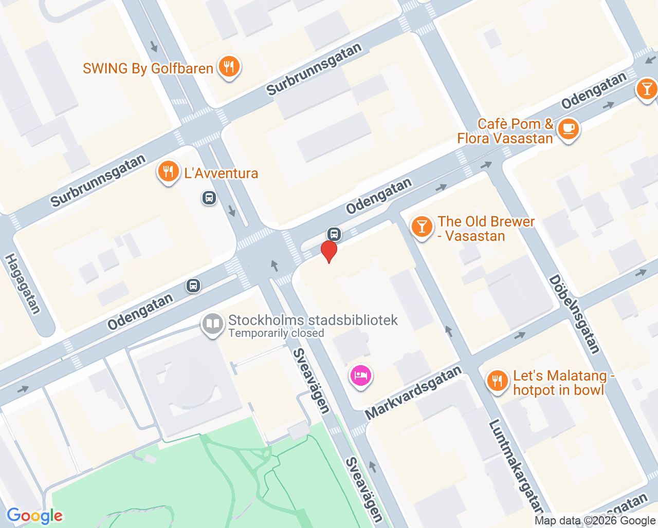 Karta till Synsam Stockholm Sveavägen