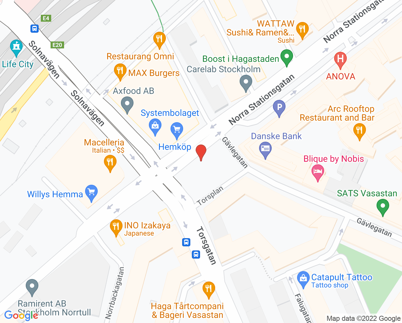 Karta till Synsam Stockholm Hagastaden 