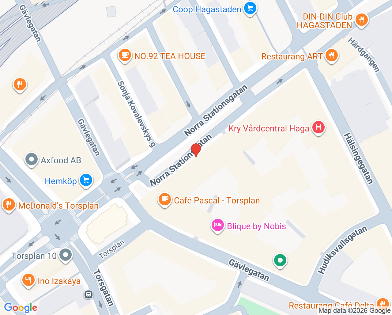 Karta till Magnus Huss-mottagningen, Beroendecentrum Stockholm