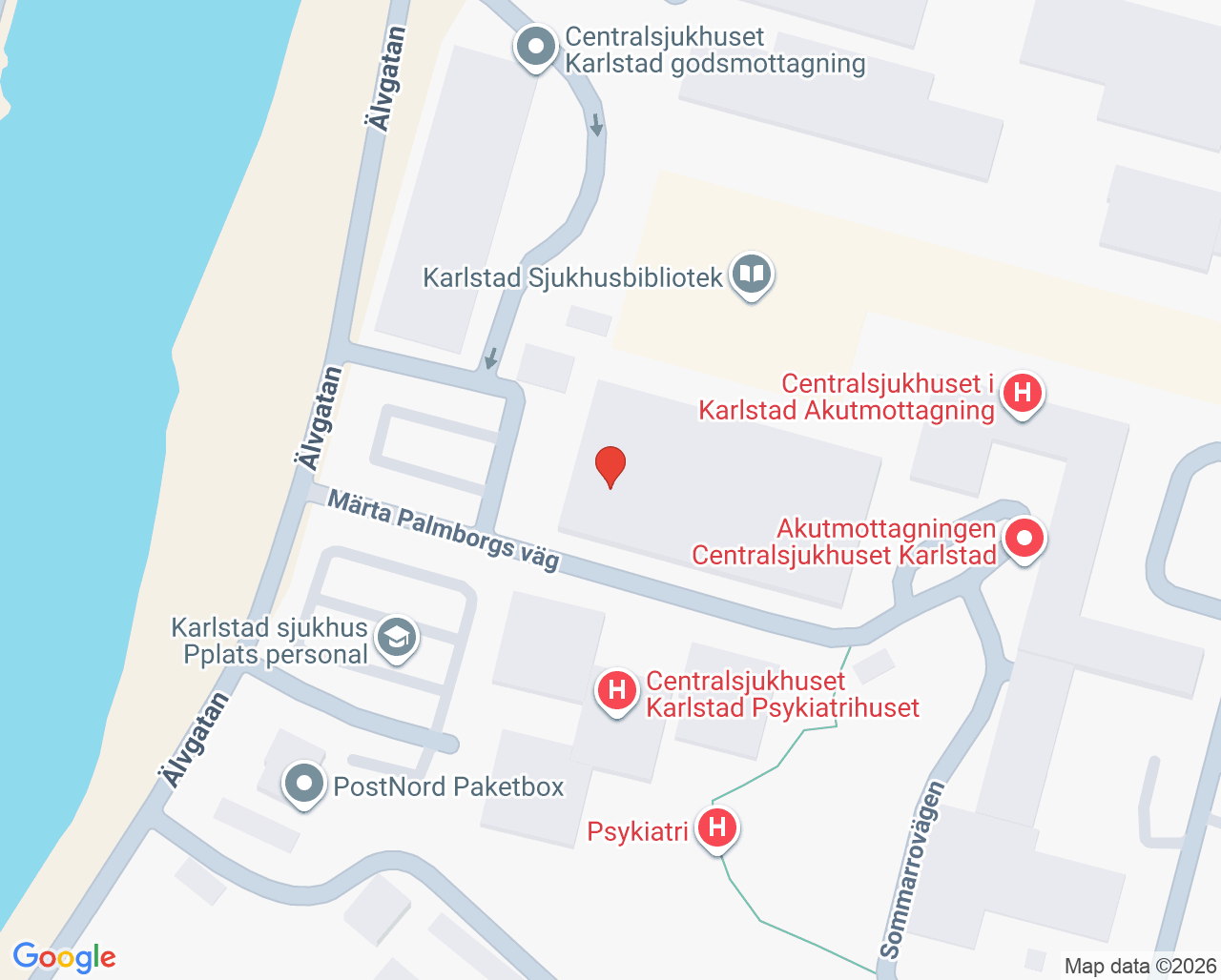 Karta till Laromottagningen, Centralsjukhuset Karlstad