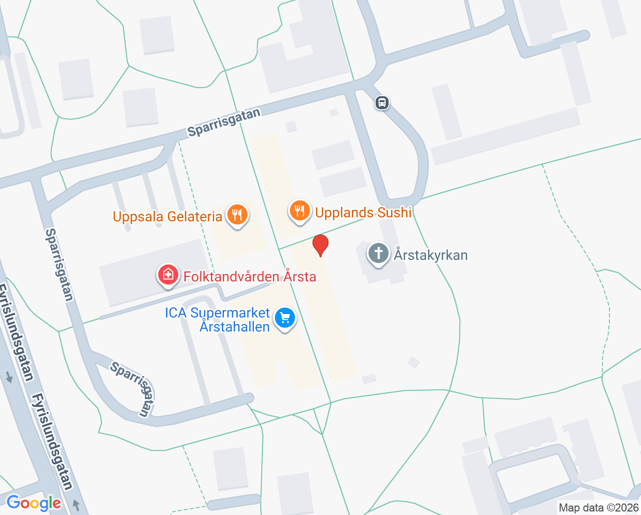 Karta till Sommars Fotvård, Uppsala