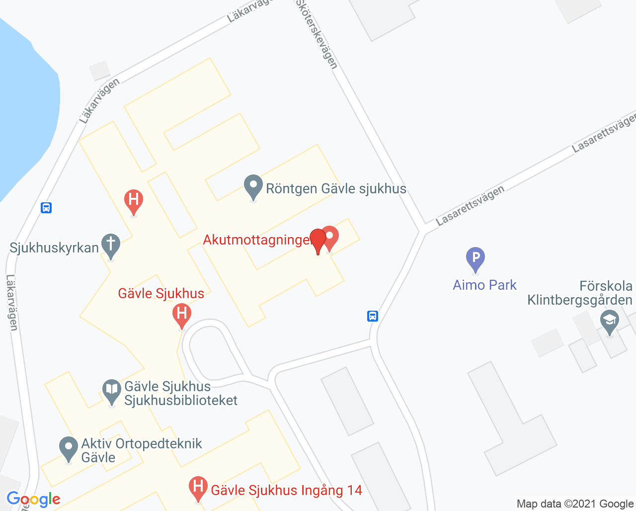 Karta till Akutmottagning Gävle