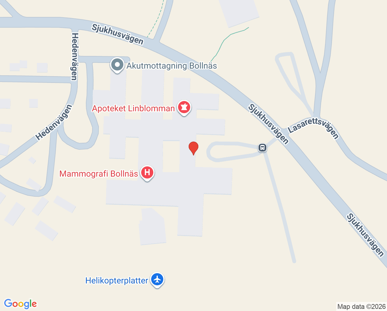 Karta till Kirurgmottagning Bollnäs