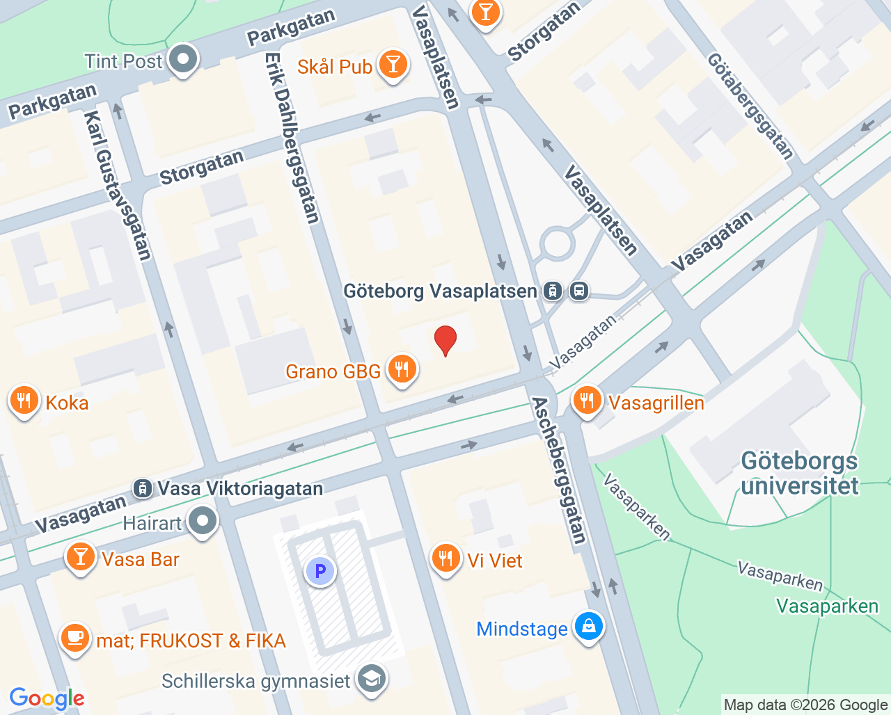 Karta till Bengt Juul Psykiatrimottagning, Göteborg