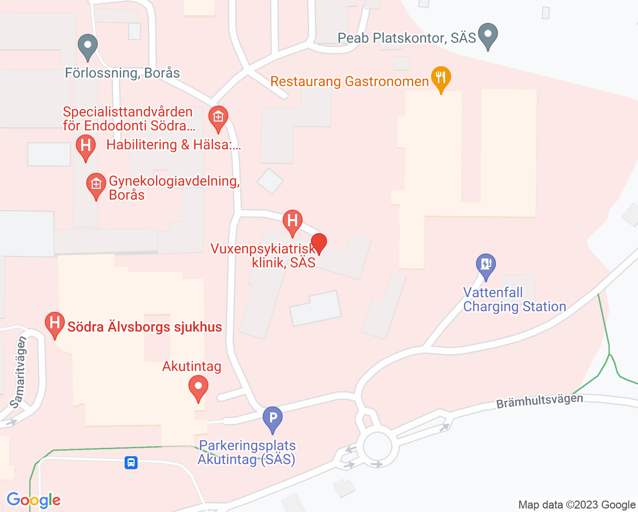 Karta till Psykiatriavdelning 2, Borås