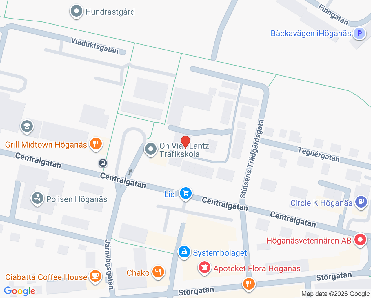 Karta till Barnmorskemottagningen Höganäs