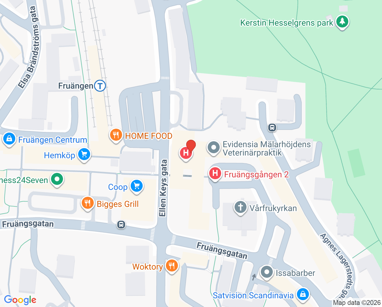 Karta till Fruängens vårdcentral