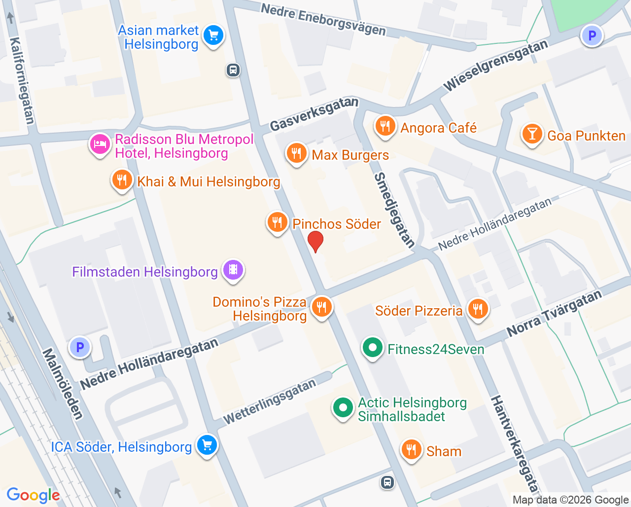 Karta till Tandläkare Pia Bengtsson, Helsingborg