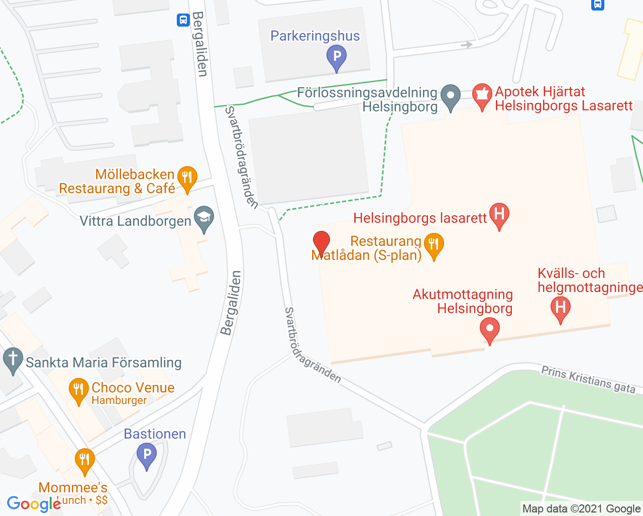 Karta till Dagkirurgi Helsingborg