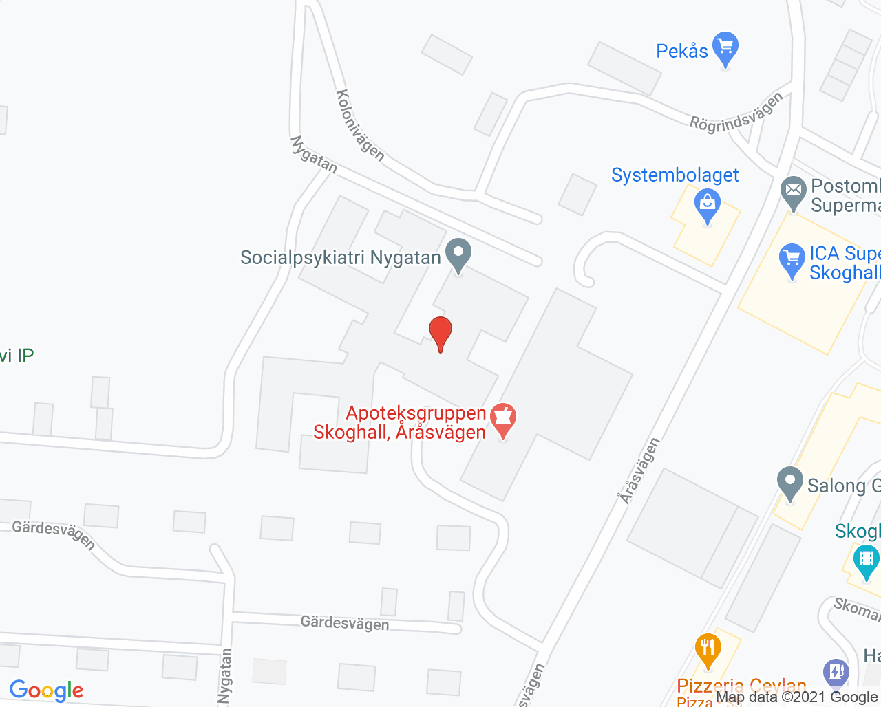 Karta till Vårdcentralen Skoghall