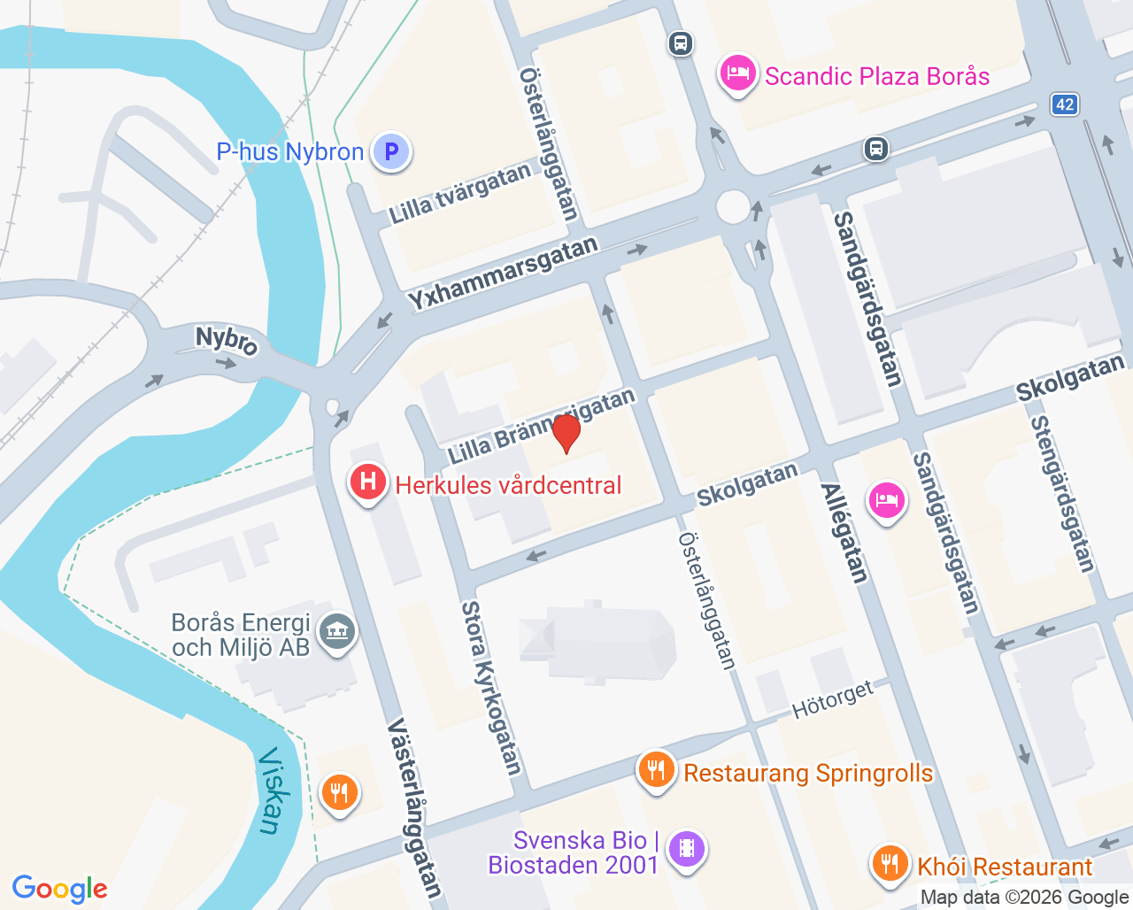 Karta till Borås Tandvård, Borås