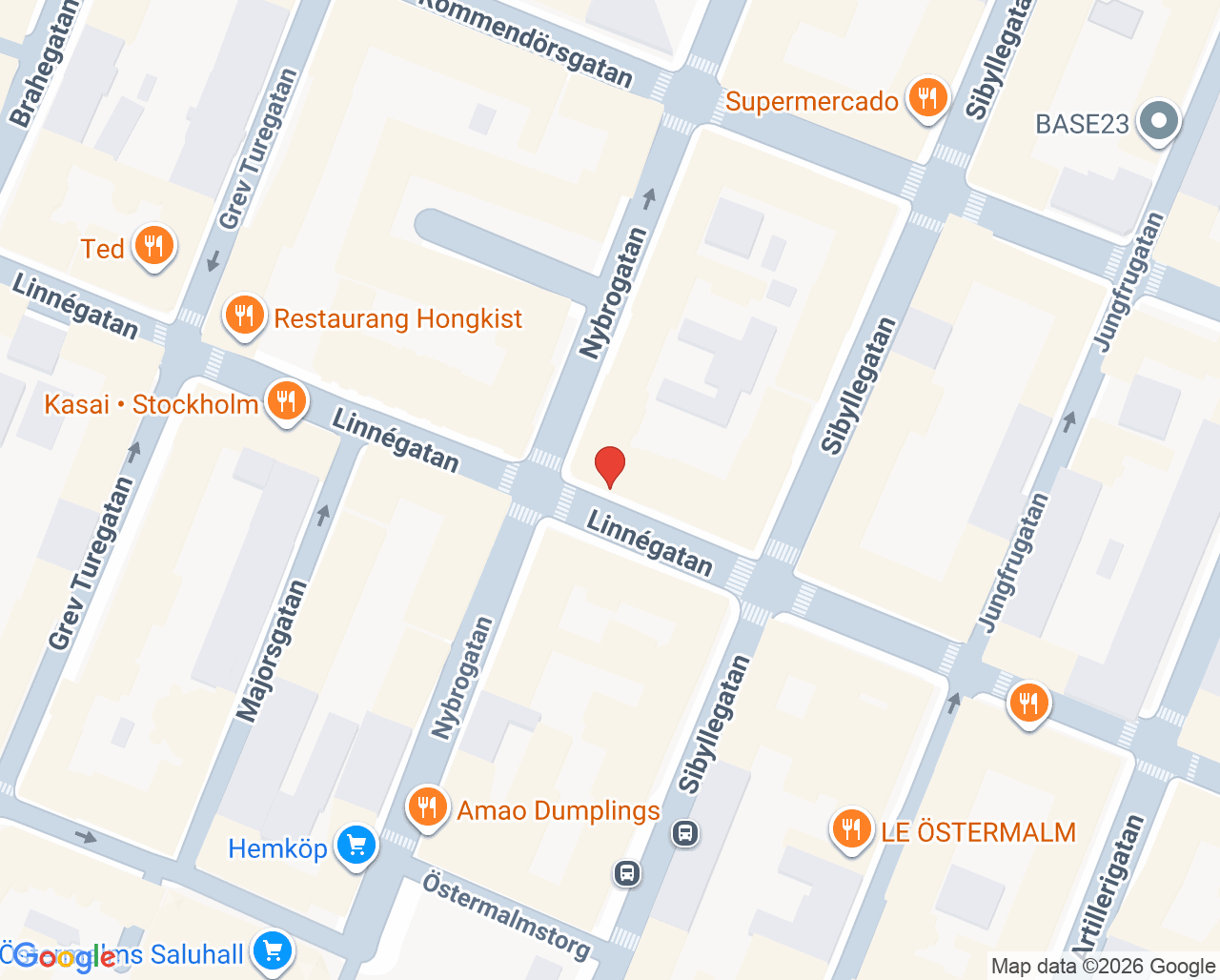 Karta till Anova Fysioterapi - Nasmin Aronsson, Östermalm