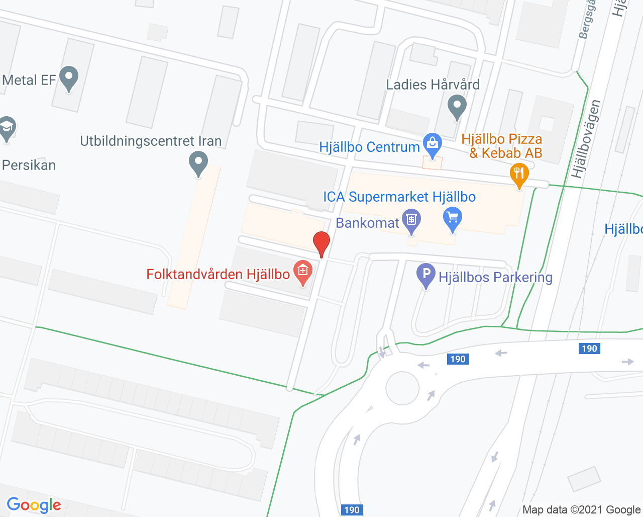 Karta till Närhälsan Hjällbo barnavårdscentral, Angered