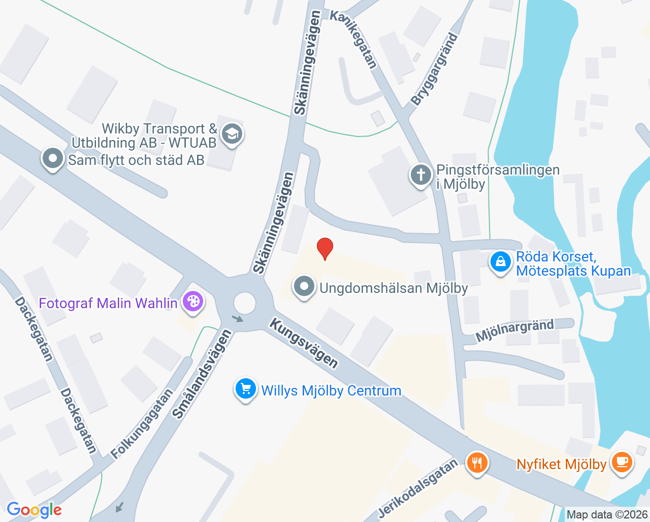 Karta till Psykiatriska mottagningen Mjölby, Psykiatriska kliniken i Motala-Mjölby