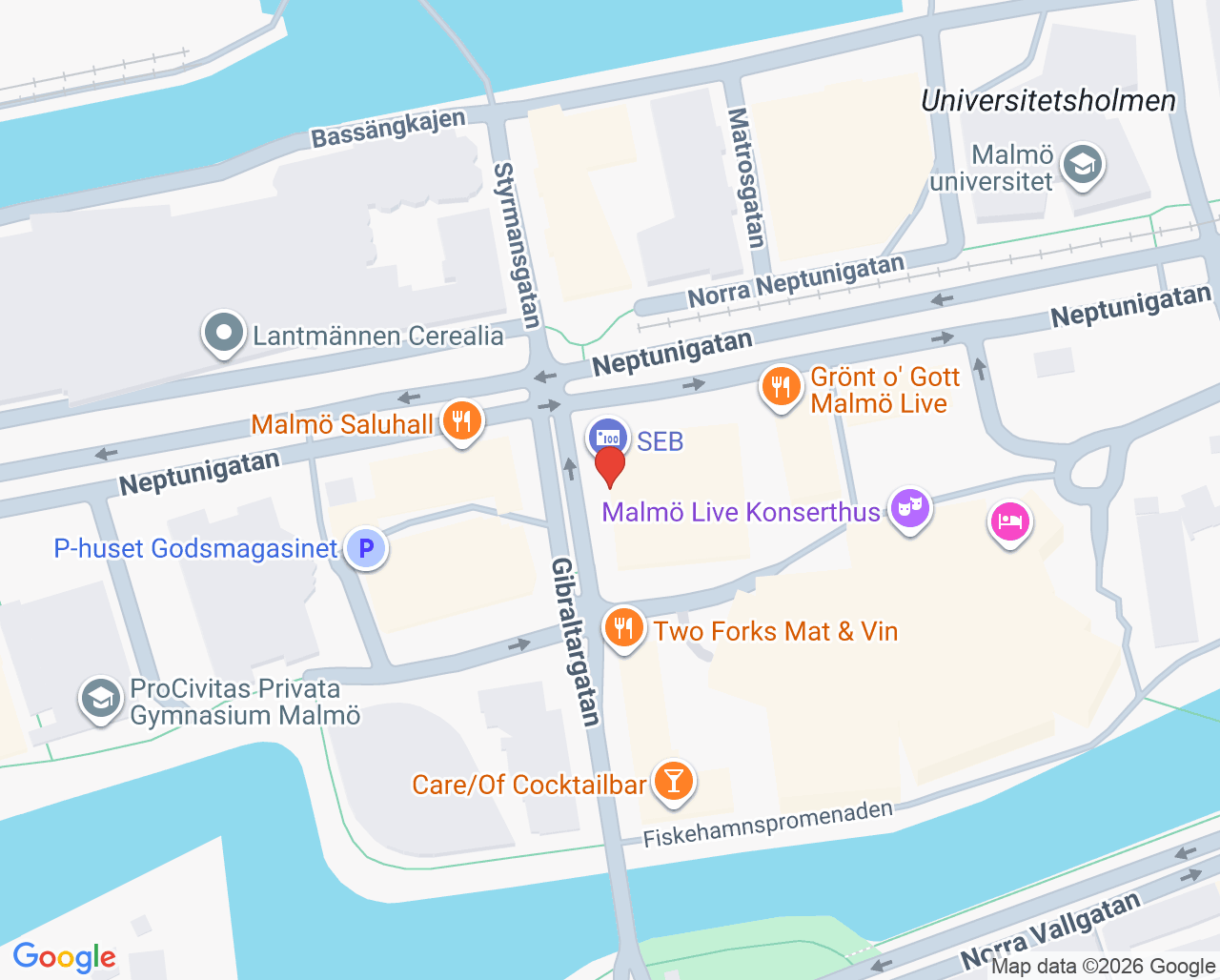 Karta till Barn- och ungdomspsykiatrimottagning första linjen Malmö