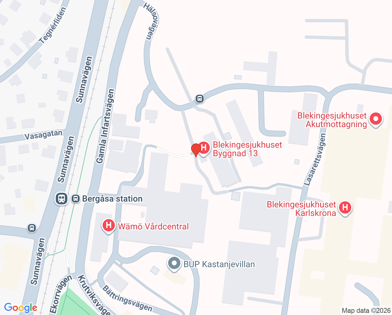 Karta till Ögonmottagning Karlskrona