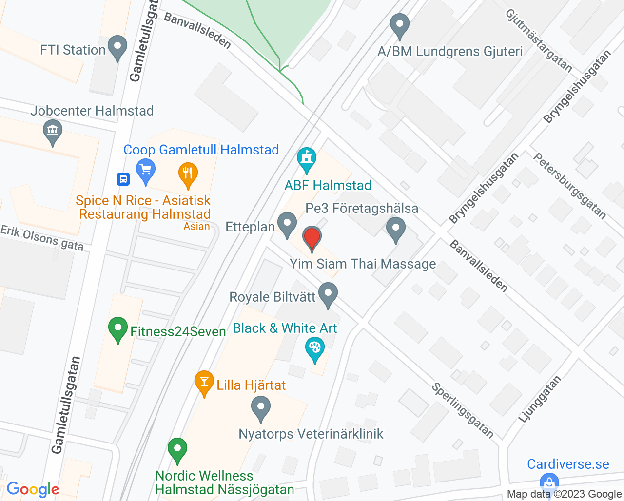 Karta till Affecta Psykiatrimottagning, Halmstad