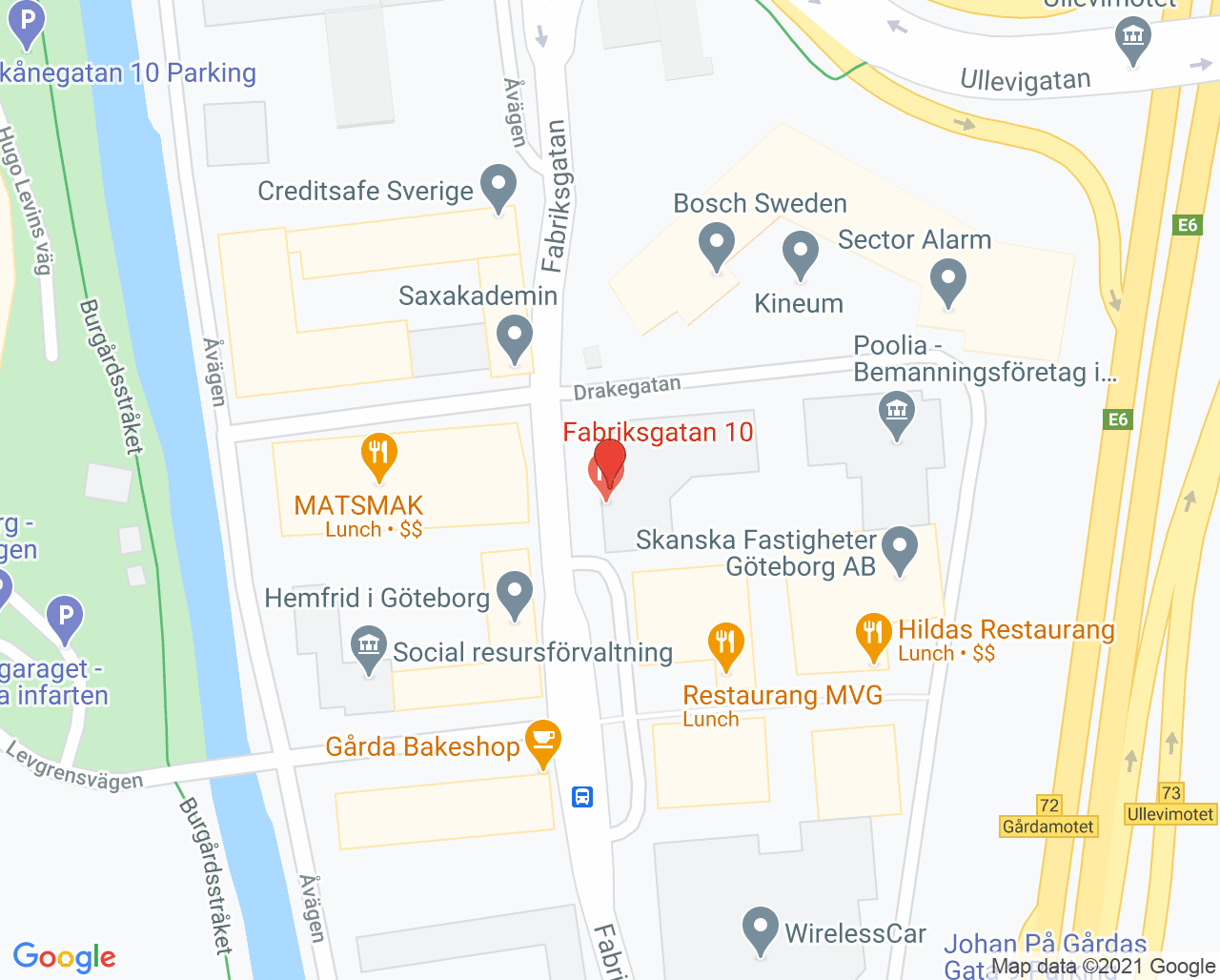 Karta till Göteborgs Specialistmottagning Urologix Erik Pileblad, Göteborg