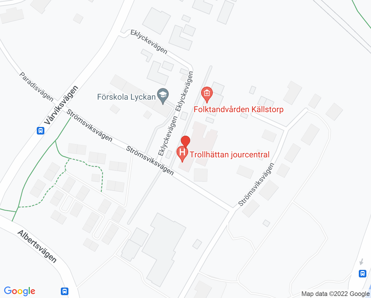 Karta till Närhälsan Källstorp vårdcentral, Trollhättan