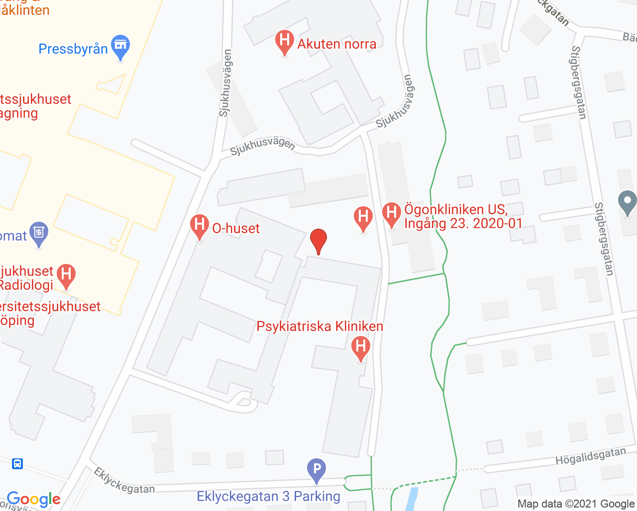 Karta till Team 4, Psykiatriska kliniken i Linköping