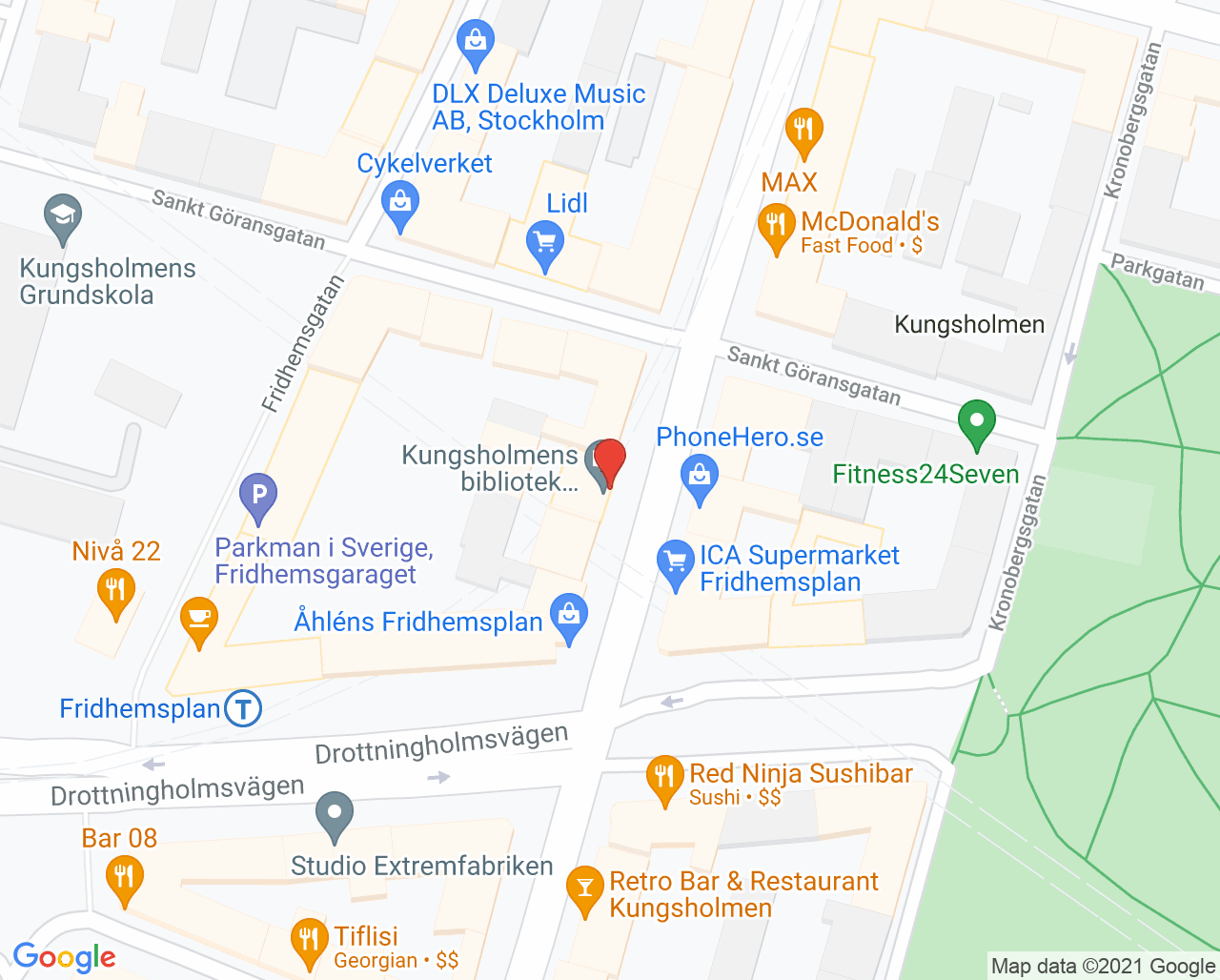 Karta till Alina Trokenheims Klinik, Kungsholmen
