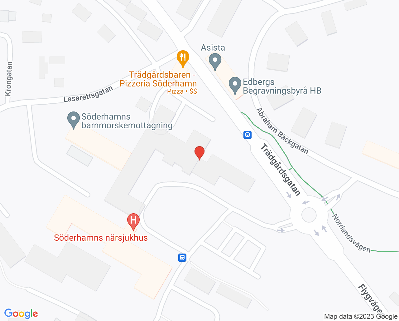 Karta till Kirurgmottagning Söderhamn